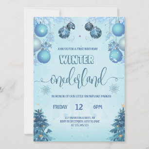 Convite Inverno oenderland para o primeiro aniversário de