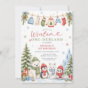 Convite Inverno Onederland 1º Aniversário Árvores de Anima