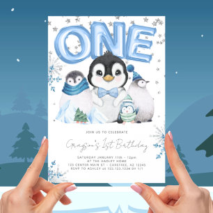 Convite Inverno Onederland 1º Aniversário Azul