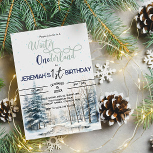 Convite Inverno Onederland Aniversário de 1 ano Menino