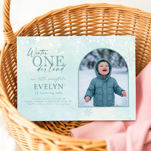 Convite Inverno ONEderland Arco Foto Primeiro Aniversário