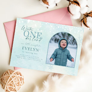 Convite Inverno ONEderland Arco Foto Primeiro Aniversário