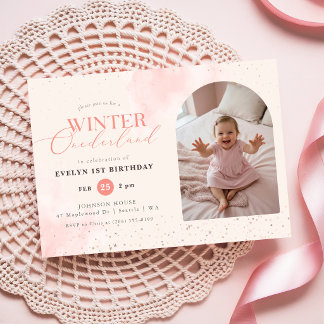Convite Inverno Onederland Bebê Arco Foto 1º Aniversário