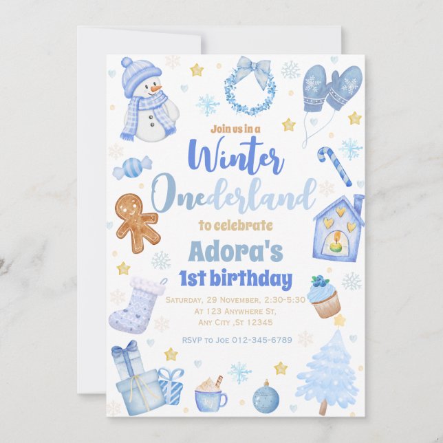 Convite Inverno OneDerland Blue Christmas Invite (Frente)