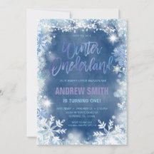 Inverno ONEderland Blue Snowflakes Aniversário