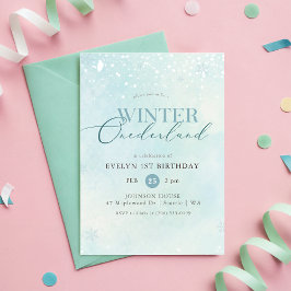 Convite Inverno Onederland Brilho Prata Aniversário de 1 a