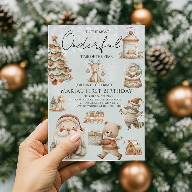 Convite Inverno Onederland Casas de Natal Aniversário (Criador carregado)