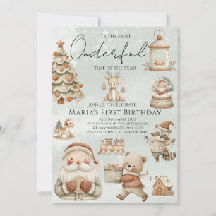 Convite Inverno Onederland Casas de Natal Aniversário