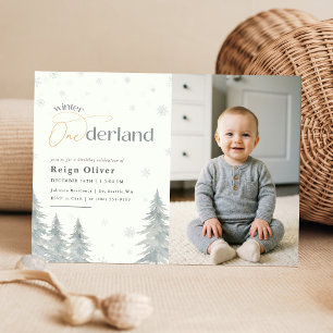 Convite Inverno Onederland Floco de Neve Prata 1º Aniversá