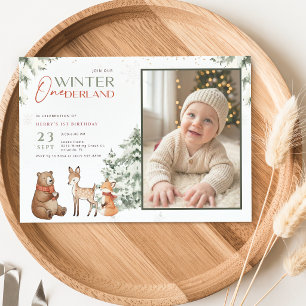 Convite Inverno Onederland Foto de Animal Kid 1º Aniversár