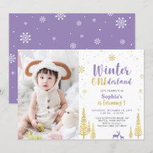 Inverno Onederland, Menina Roxa 1º Aniversário Fot