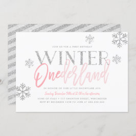 Convite Inverno ONEderland Silver Glitter primeiro anivers