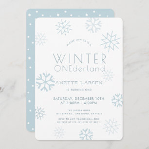 Convite Inverno Onederland Snowflake primeiro aniversario 