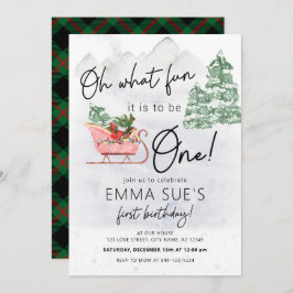Convite Inverno Que Natal divertido Sleigh Primeiro Aniver