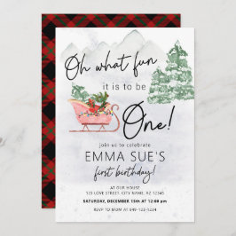 Convite Inverno Que Natal divertido Sleigh Primeiro Aniver