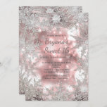 Convite Inverno Rosa Silver Winter Wonderland Snowflake Co<br><div class="desc">Inverno Rosa Silver Winter Wonderland Snowflake Convite. Personalizar para qualquer evento.</div>