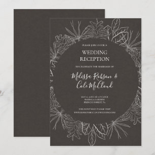 Convite Inverno Rústico Recepção de Casamento em Carvão
