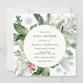 Convite Inverno sobre neve e Chá de fraldas verde