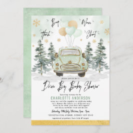 Convite Inverno Verde: Unidade Dourada por Chá de fraldas