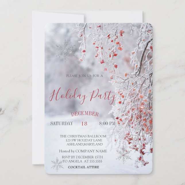 Convite Inverno Wonderland Paisagem Neve Natal (Frente)