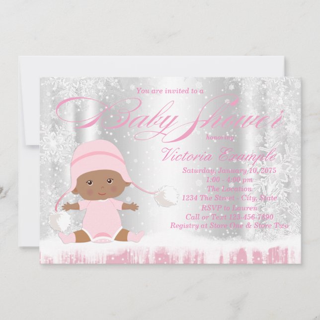Convite Inverno Wonderland Snowflake Chá de fraldas Convit (Frente)