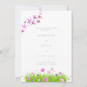 Convite Invições de Casamento de Borboletas e Flores