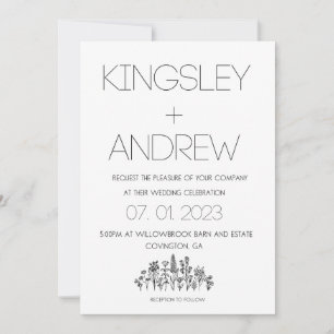 Convite Invimento Floral Mínimo e Russo de Casamento