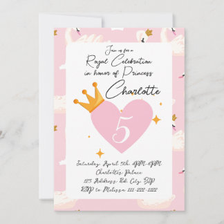 Convite Invista de Festa de aniversário da Princesa Rosa S