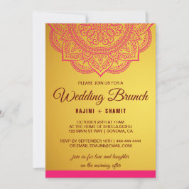 Convite Invit Brunch Dourado de Casamento de Paisley Verme