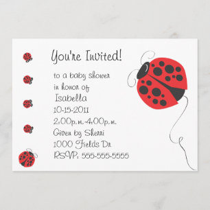 Convite Invit. Chá de fraldas Ladybug e Baby Ladybug