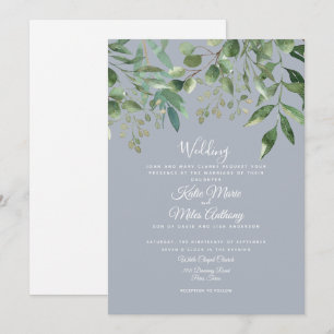 Convite Invit De Casamento Azul De Eucalyptus Foliage Mode
