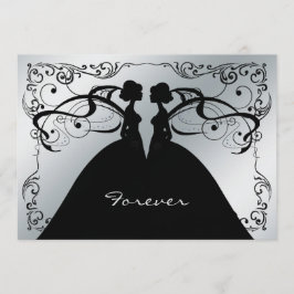Convite Invit de Casamento de Lésbicas Gay e Silver Elegan