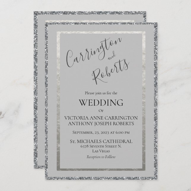 Convite Invit De Casamento Simples Moderno Mínimo De Scrip (Frente/Verso)