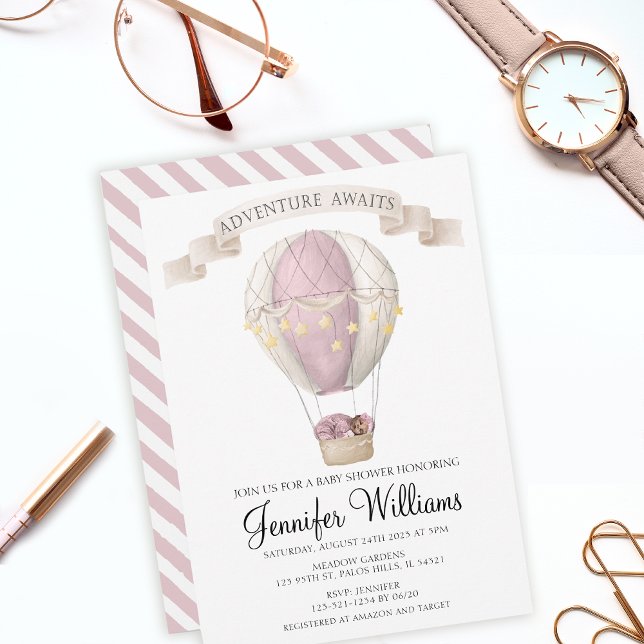 Convite Invit do chá de fraldas de balão de ar quente afro (Criador carregado)