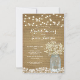 Convite Invit do Chá de panela Mason Jar Rustic, Ruptura d