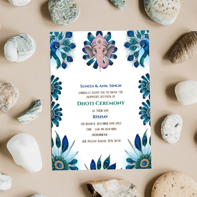 Convite Invit do índio Hindu Dhoti Cerimônia Pancha Kattu (Criador carregado)