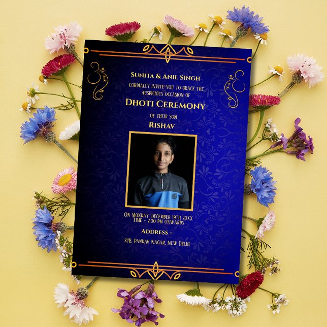 Convite Invit do índio Hindu Dhoti Cerimônia Pancha Kattu (Criador carregado)