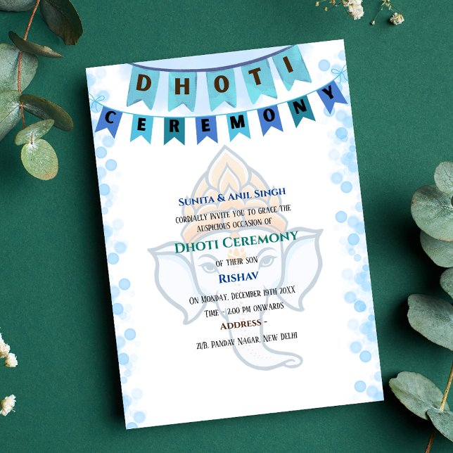 Convite Invit do índio Hindu Dhoti Cerimônia Pancha Kattu (Criador carregado)