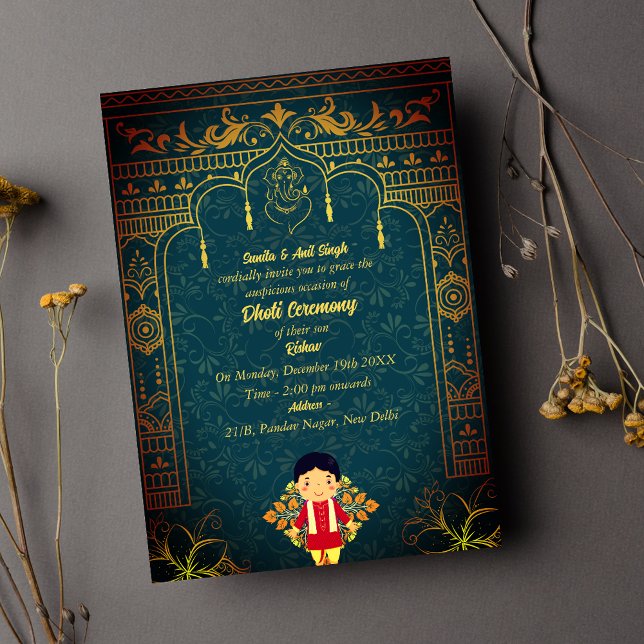 Convite Invit do índio Hindu Dhoti Cerimônia Pancha Kattu (Criador carregado)