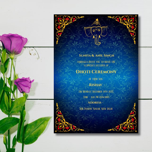 Convite Invit do índio Hindu Dhoti Cerimônia Pancha Kattu (Criador carregado)