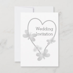 Convite Invitação Casual Borboletas do Coração Silver