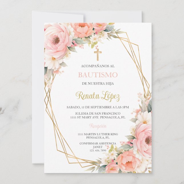 Convite Invitação de bautismo (Frente)