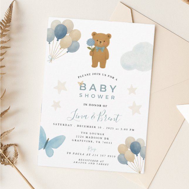 Convite Invitación a Baby Shower de Teddy Bear (Criador carregado)