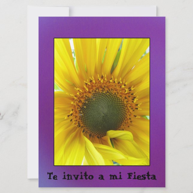 Convite Invitación - A invito a mi Fiesta - Girasol (Frente)
