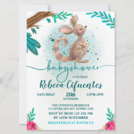 Convite Invitación Baby Shower Canguro