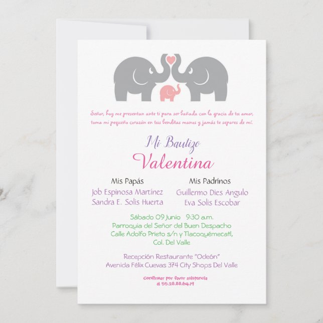 Convite invitacion bautizo (Frente)