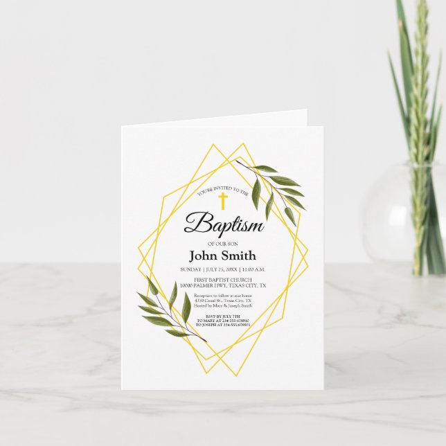 Convite Invitación Bautizo Plegada (Frente)