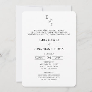 Convite invitación blanco y negro minimalista