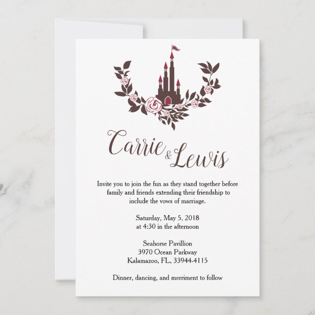 Convite Invitación Boda Colección Castillo Cuento de Hadas (Frente)