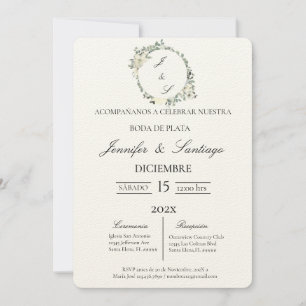 Convite Invitación boda de plata